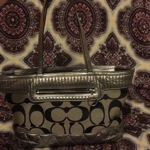 Black & Silver Coach Tote
